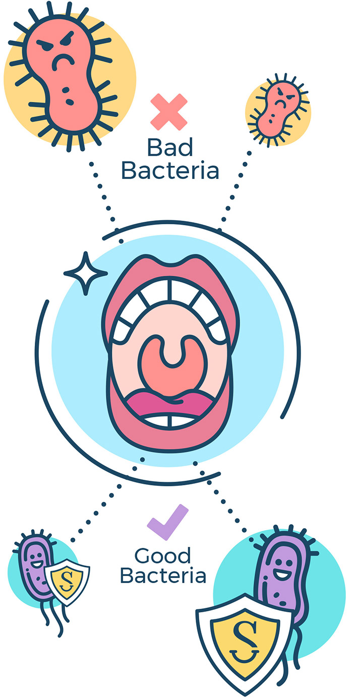 Over 700 species of both good and bad bacteria populate our mouths all day, every day